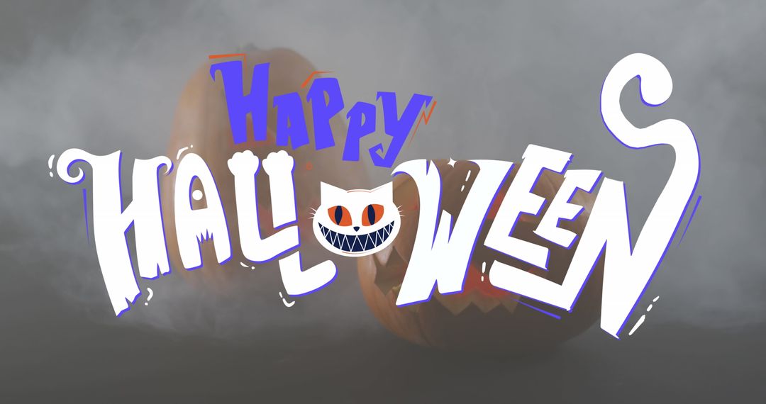 Creative Happy Halloween Banner with Pumpkin and Smoky Background - Free Images, Stock Photos and Pictures on Pikwizard.com