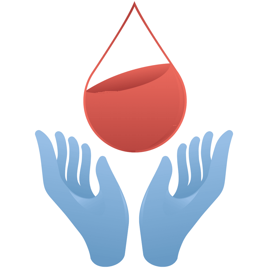 Transparent Blood Donation Symbol with Hands and Red Drop