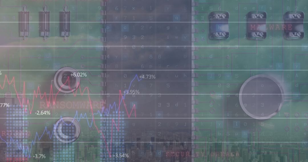 Abstract Financial Data Overlay on Server Room