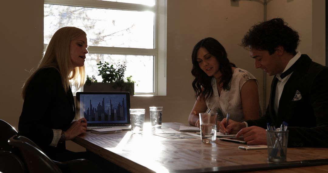 Business Team Meeting Strategy Presentation with Charts