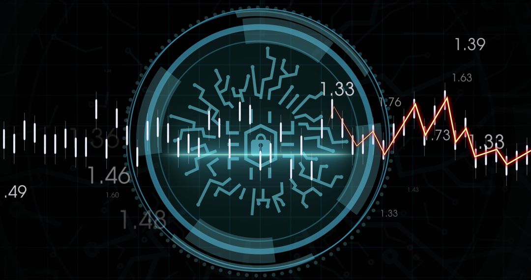 Cyber Security Digital Interface with Circuit Pattern and Data
