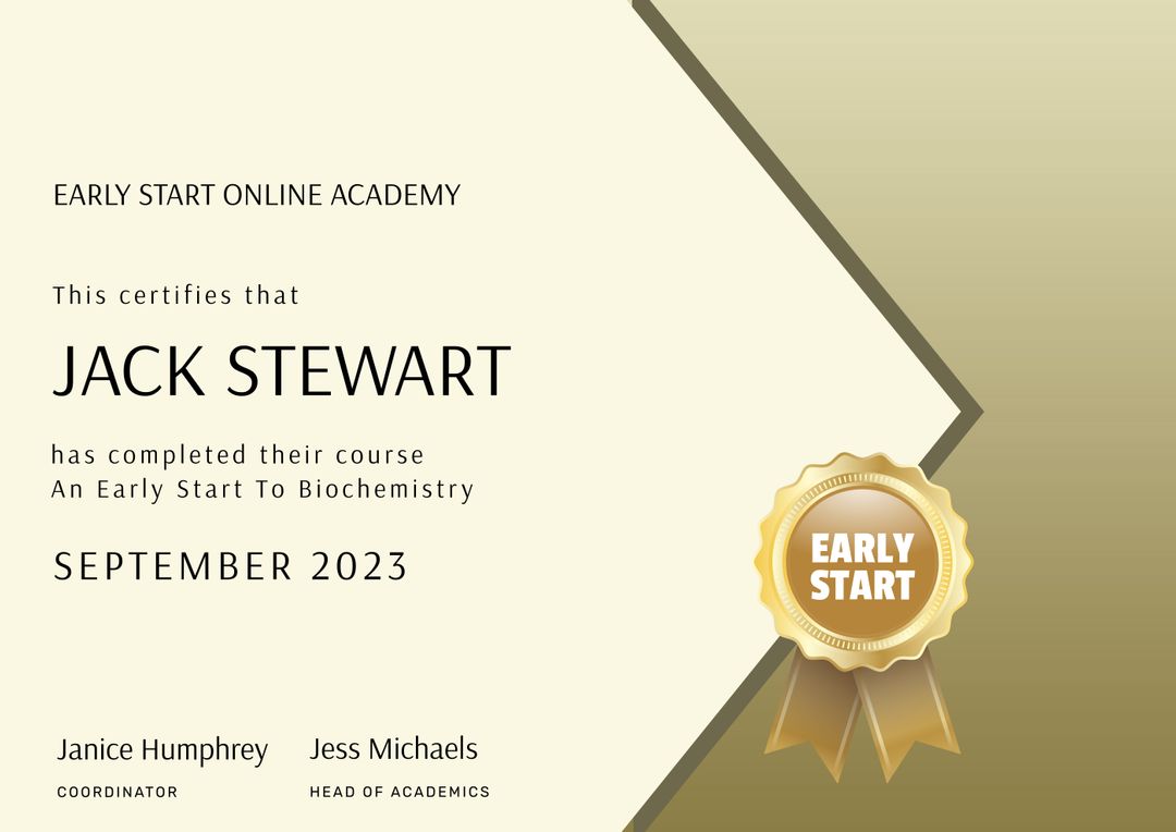 Elegant Completion Certificate for Online Biochemistry Course - Download Free Stock Templates Pikwizard.com
