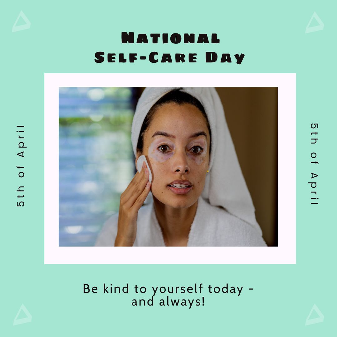 Self-Care Routine Showing Woman Wiping Face with Cotton