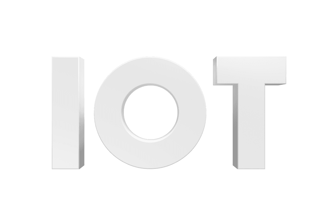 White IoT Text on Transparent Background Digital Illustration