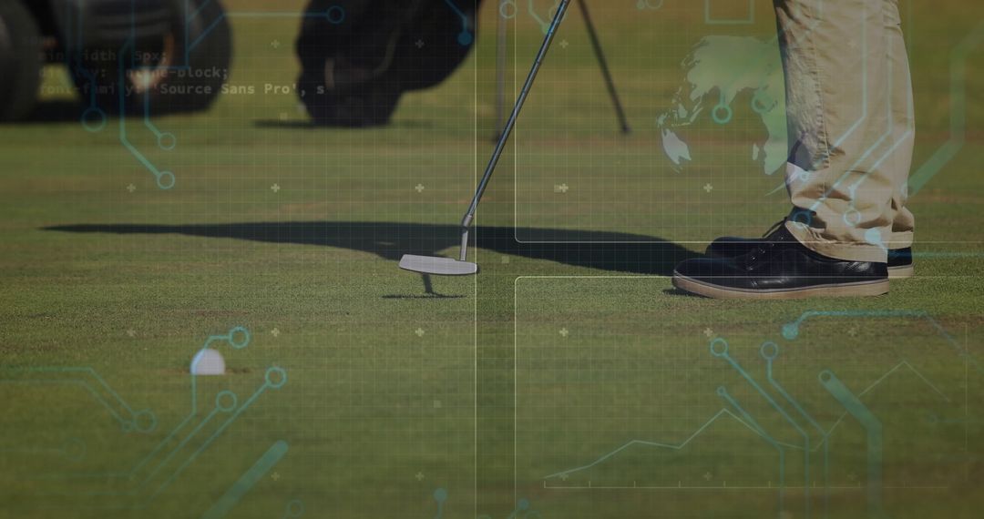 Golfer Putting on Green with Focused Stance and Precision