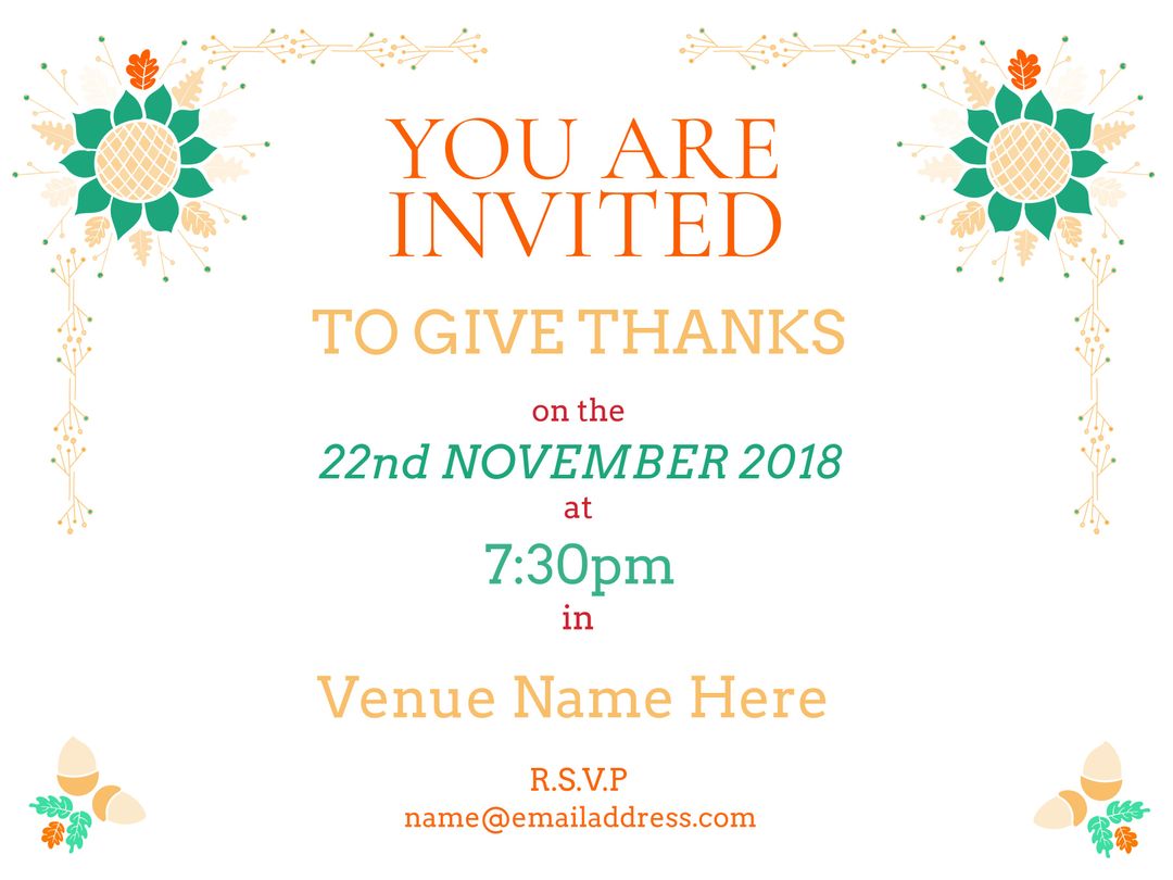 Thanksgiving Invitation with Autumnal Motifs and Festive Design