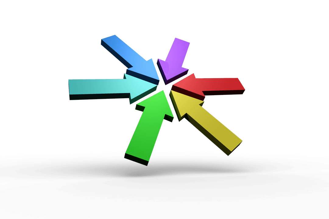 Colliding Colorful Arrows on Transparent Background