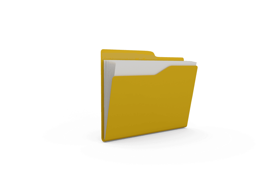 Transparent Yellow Folder with Documents Isolated