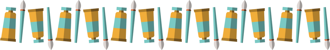 Transparent art supplies visual artistic tubes and brushes