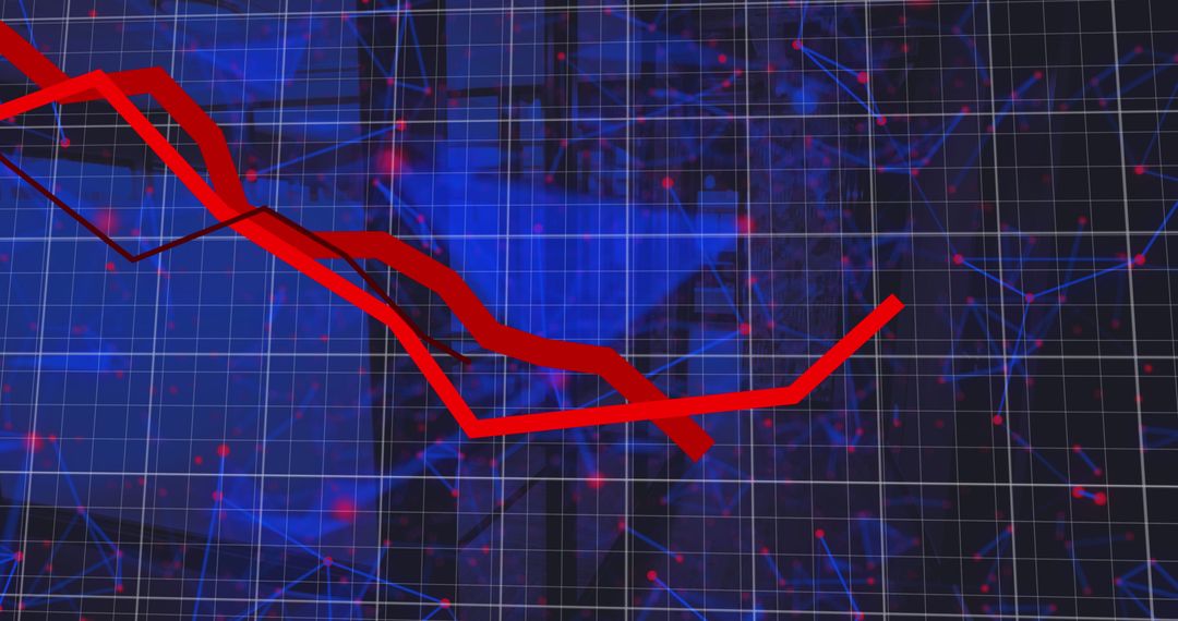 Red Line Graph with Office Abstract Network Background