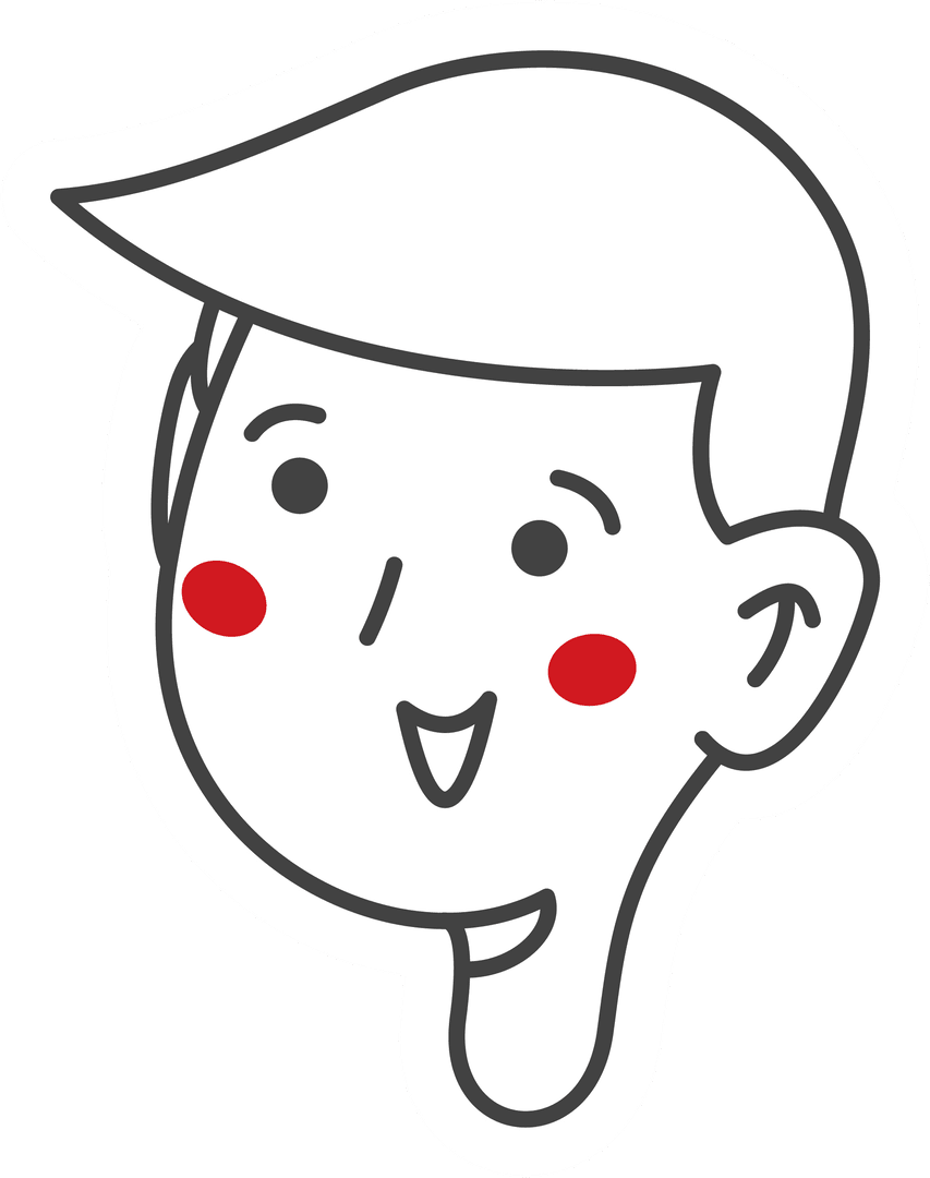 Minimalist Line Art Face with Side-Swept Hair on Transparent Background