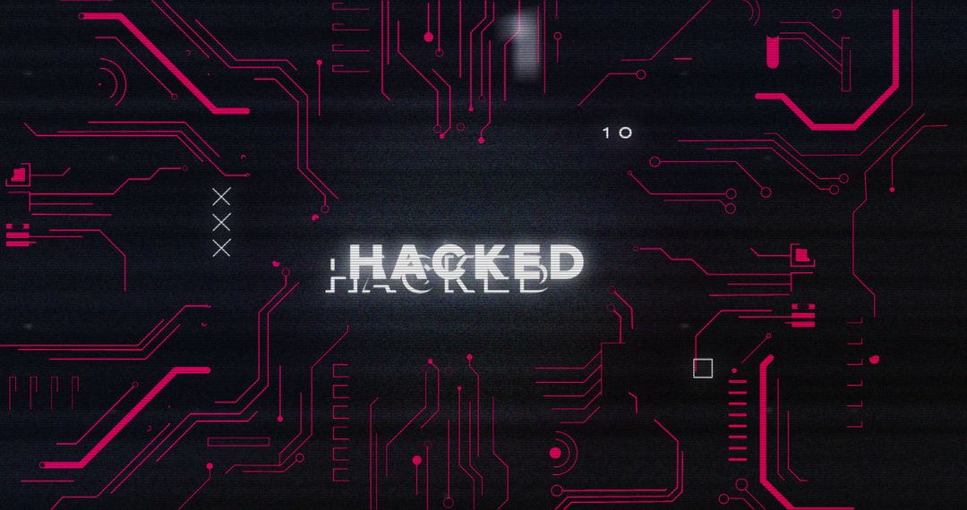 Futuristic Tech Theme with Hacked Digital Circuit Graphic
