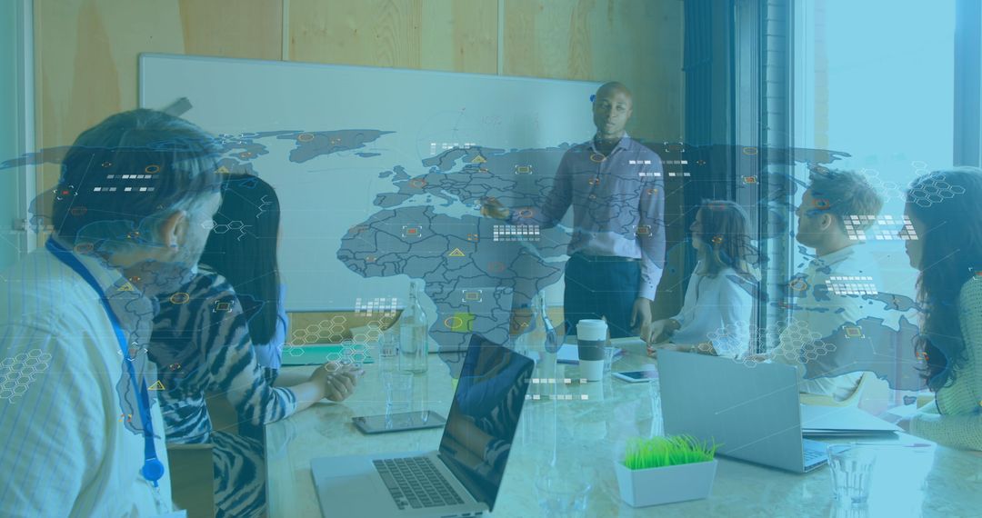 Global Business Meeting with Virtual Interface Overlay