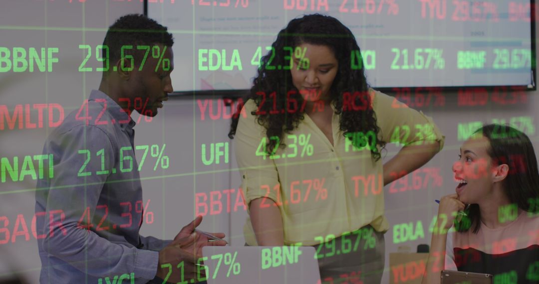 Diverse Business Team Analyzing Financial Data and Trends Strategically