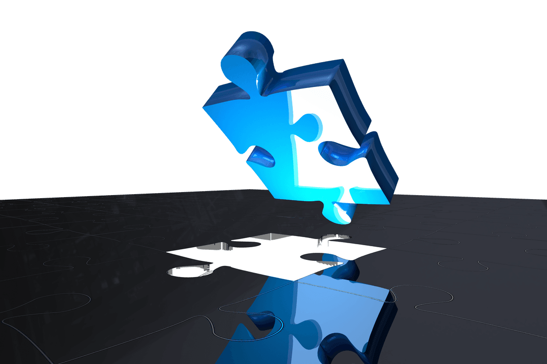 Single Puzzle Piece on Transparent Background Symbolizing Autism