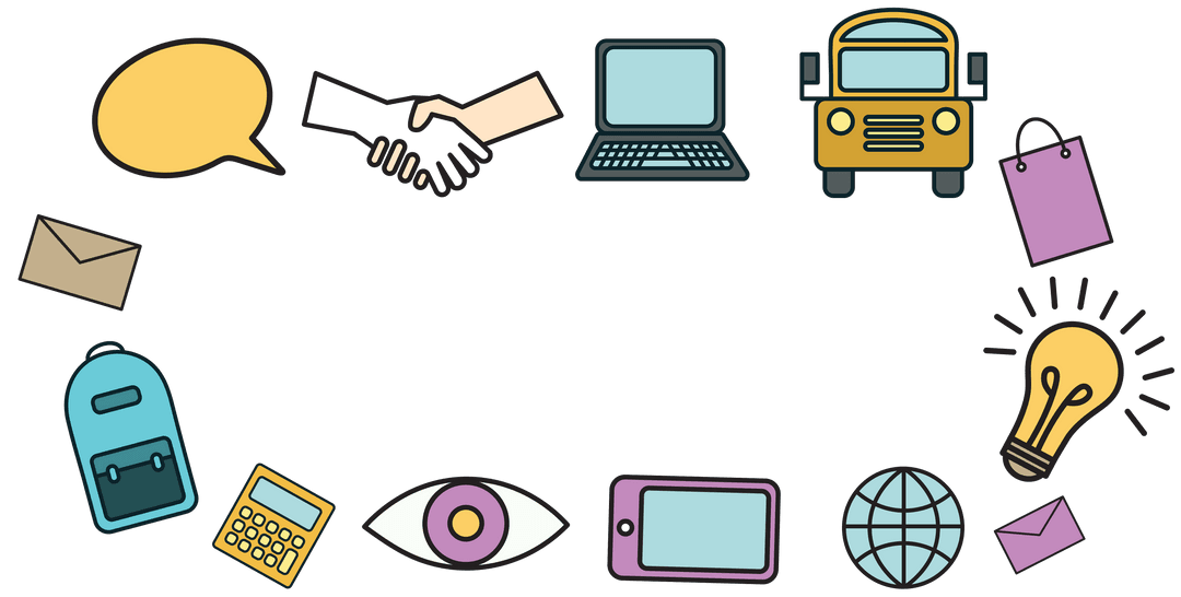 Transparent Education Icons Circle with Speech Bubble