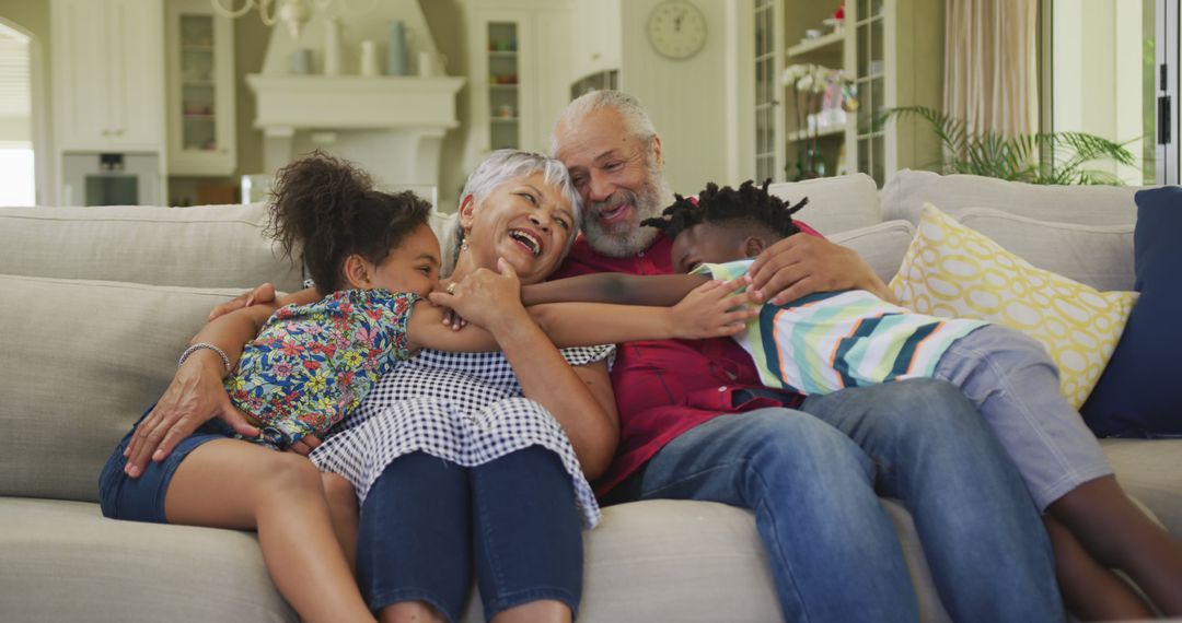 Diverse Family Embracing with Joyful Connection at Home