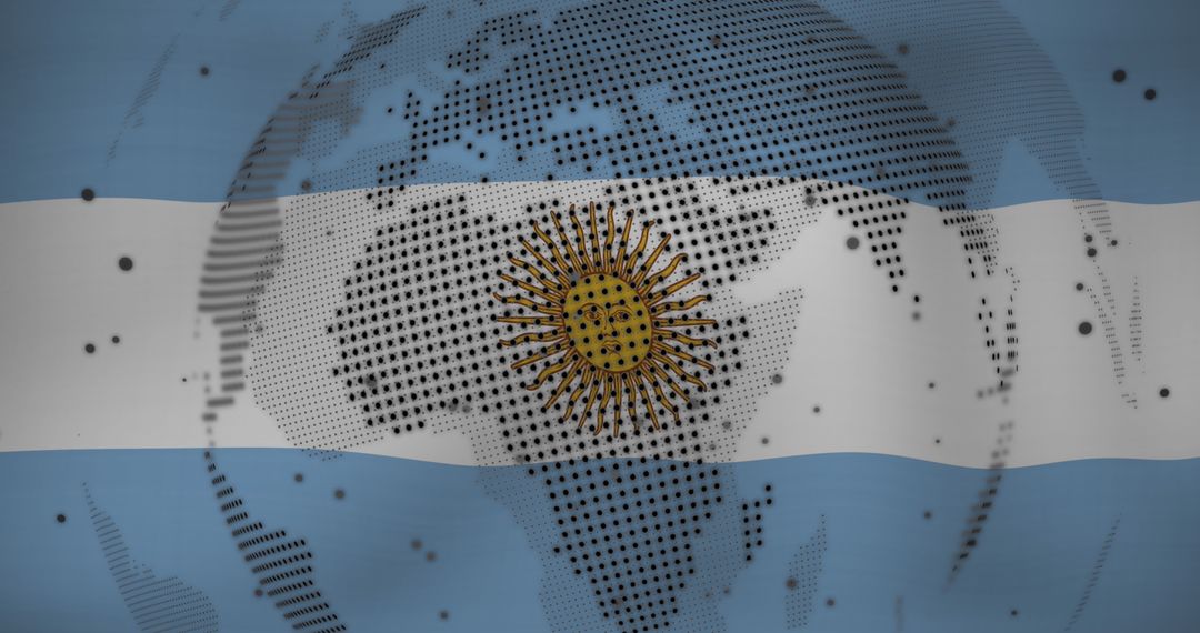 Digitized Globe and Argentina Flag Intersecting