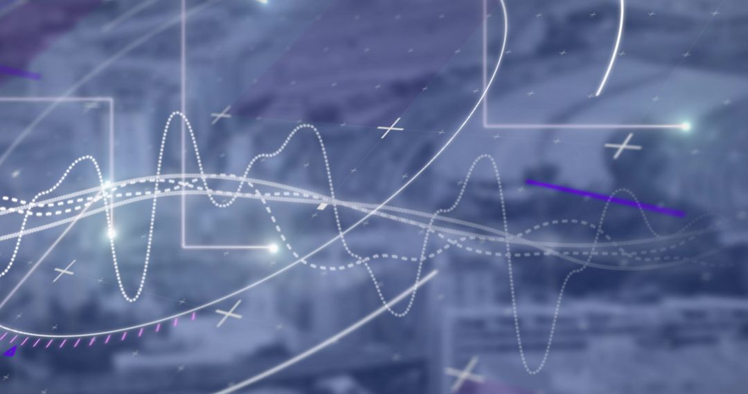 Abstract Financial Chart Overlay on Blurred Cityscape