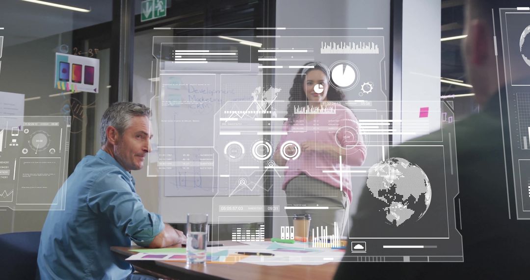 Digital Interface Collaboration in Modern Office Meeting