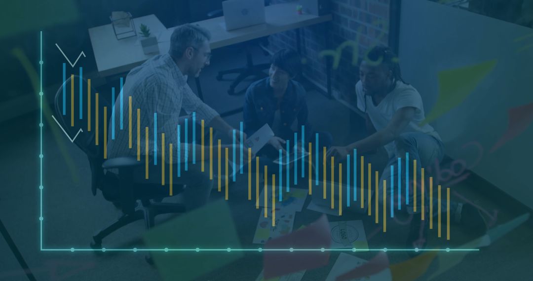 Team Collaboration Analyzing Data in Modern Office