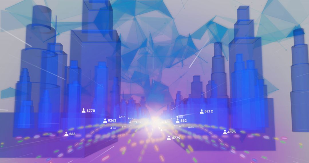 Digital Metaverse City with Futuristic Network Connection Visuals