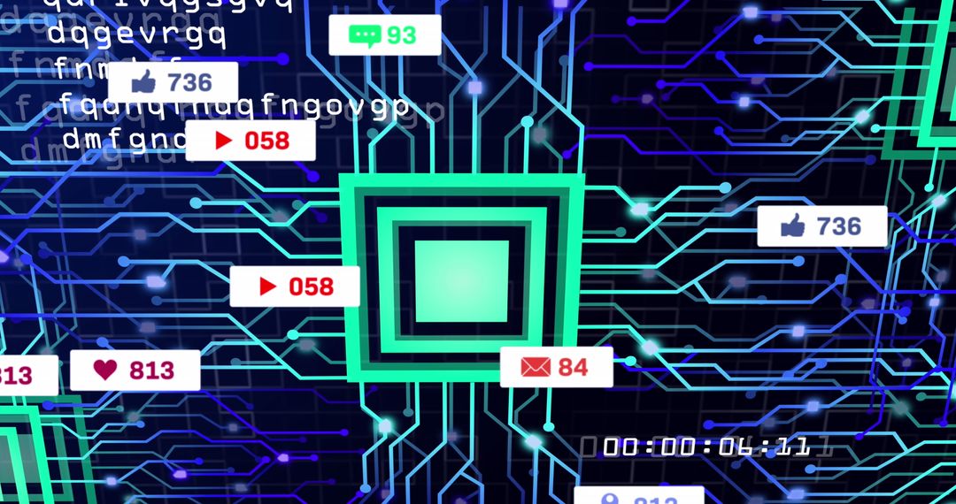 Digital Interface with Data Processing and Social Media Notifications