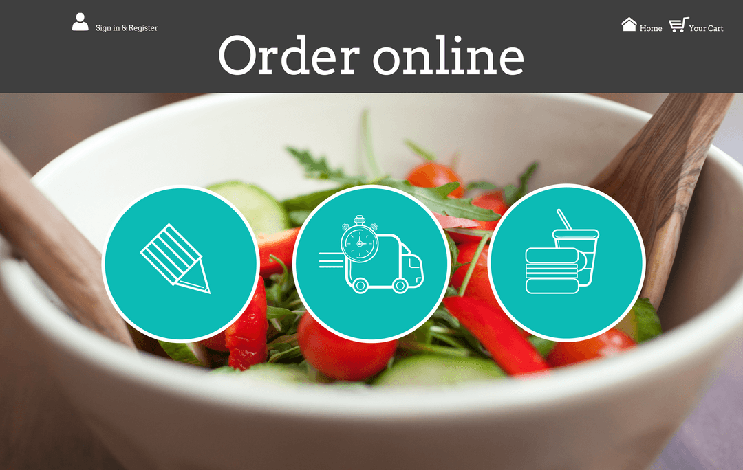 Transparent Food Delivery Web Interface Design with Icons