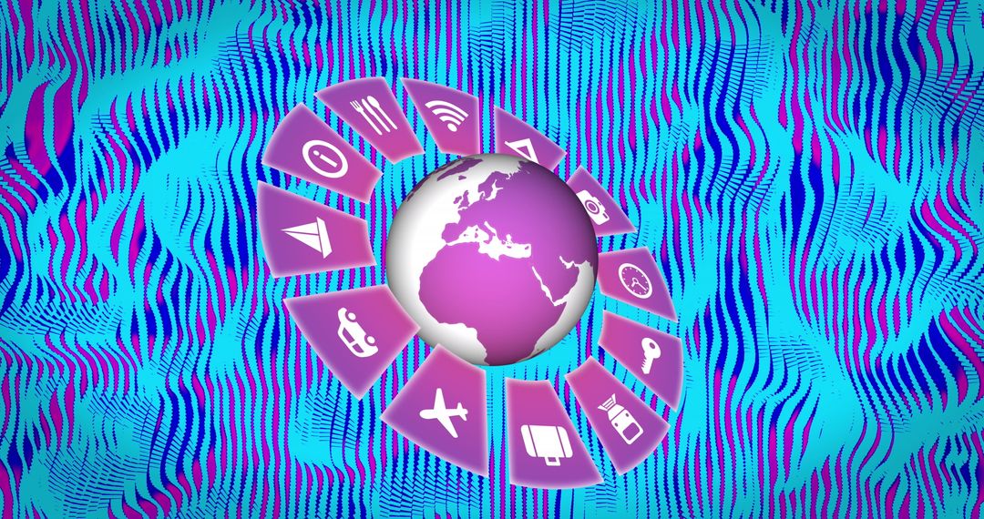 Digital Globe with Media Icons Representing Global Connectivity