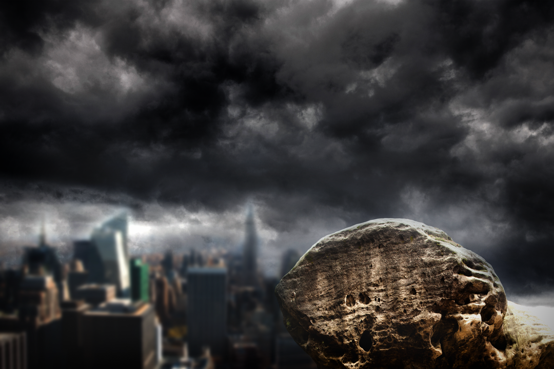 Dramatic Rock and Urban Skyline Transparent Overlay - Download Free Stock Images Pikwizard.com