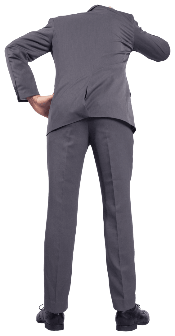 Back View Caucasian Businessman Leaning Transparent Background