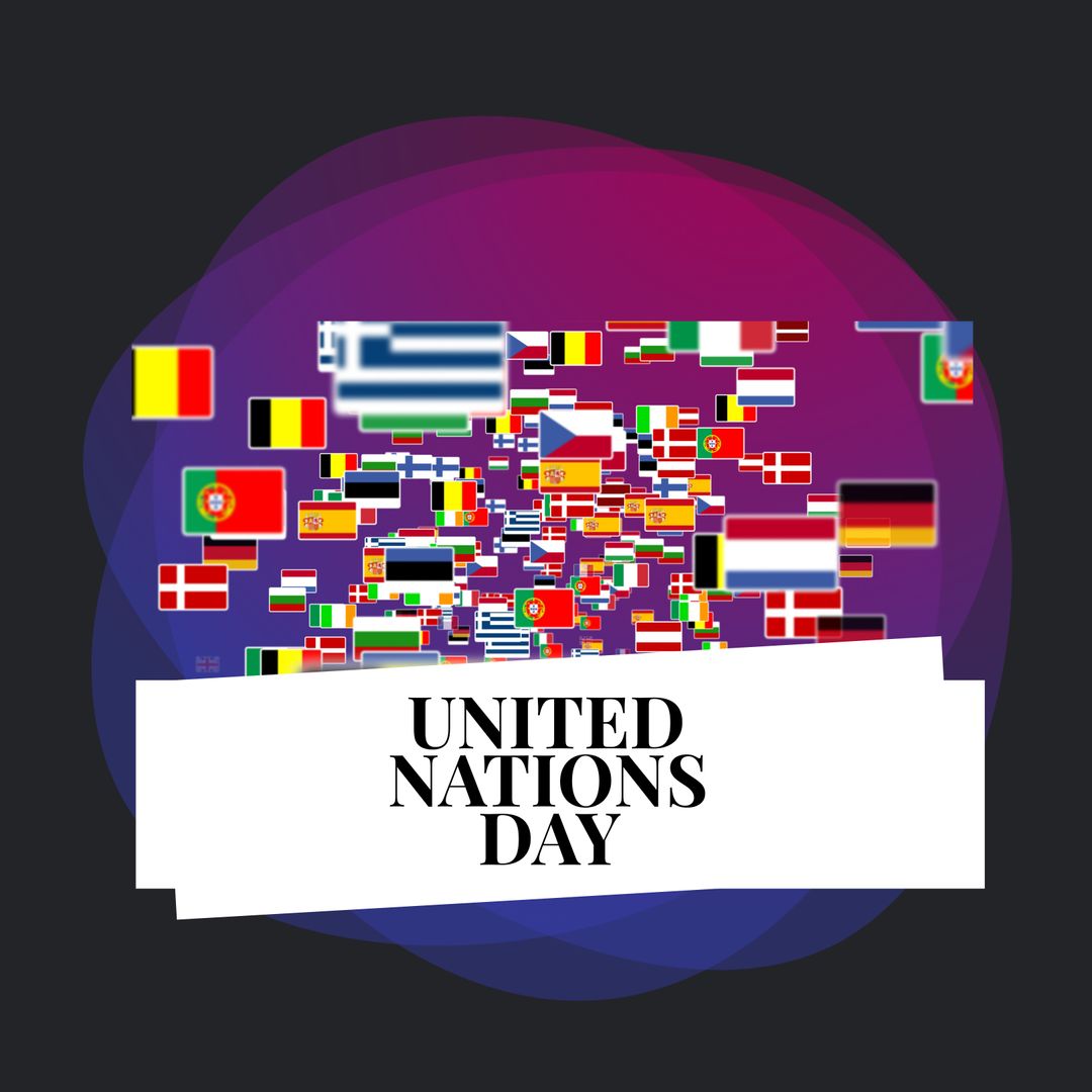 United Nations Day Celebration with World Flags