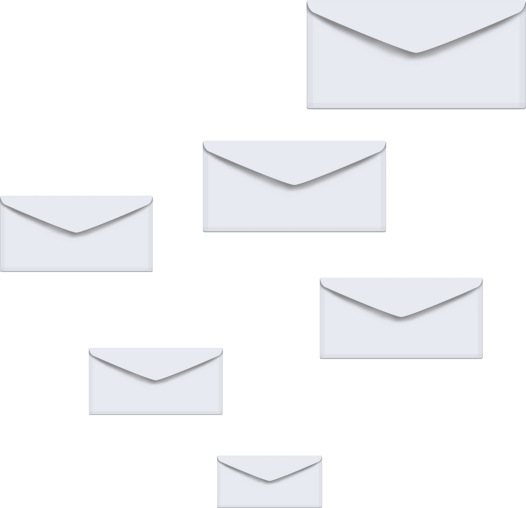 White Envelopes on Transparent Background for Communication Design