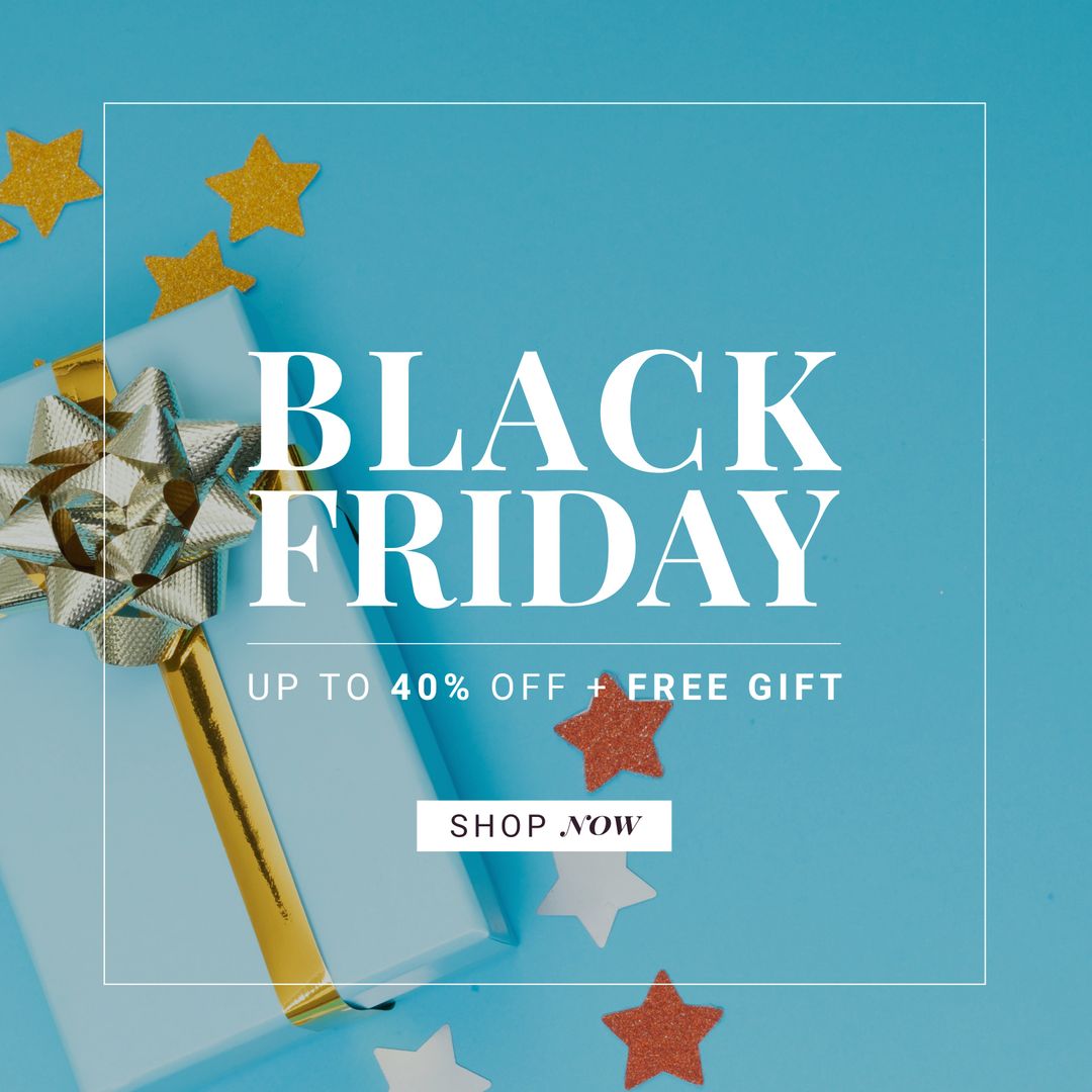 Black Friday Sale Advertisement with Gift Box and Star Decorations - Download Free Stock Templates Pikwizard.com