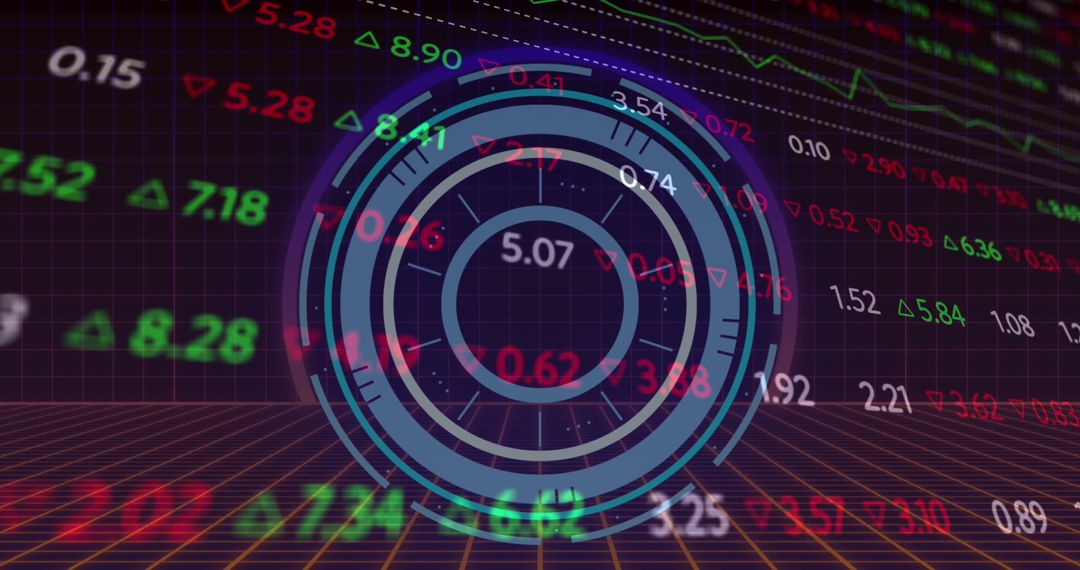 Digital Interface Overlay on Stock Market Data
