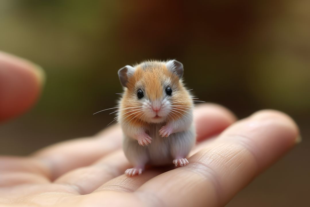 Close up of cute hamster standing on human hand, created using generative ai technology - Free Images, Stock Photos and Pictures on Pikwizard.com