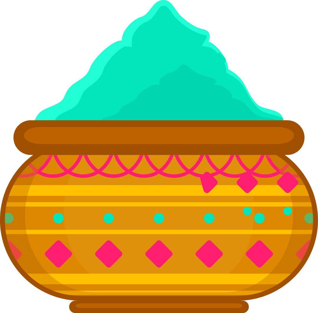 Ceramic Pot Overflowing with Turquoise Powder, Transparent Background