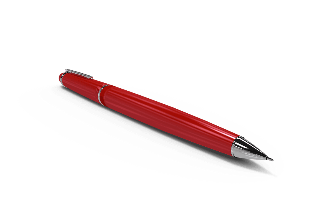 Digital Red Pen Illustration on Transparent Background
