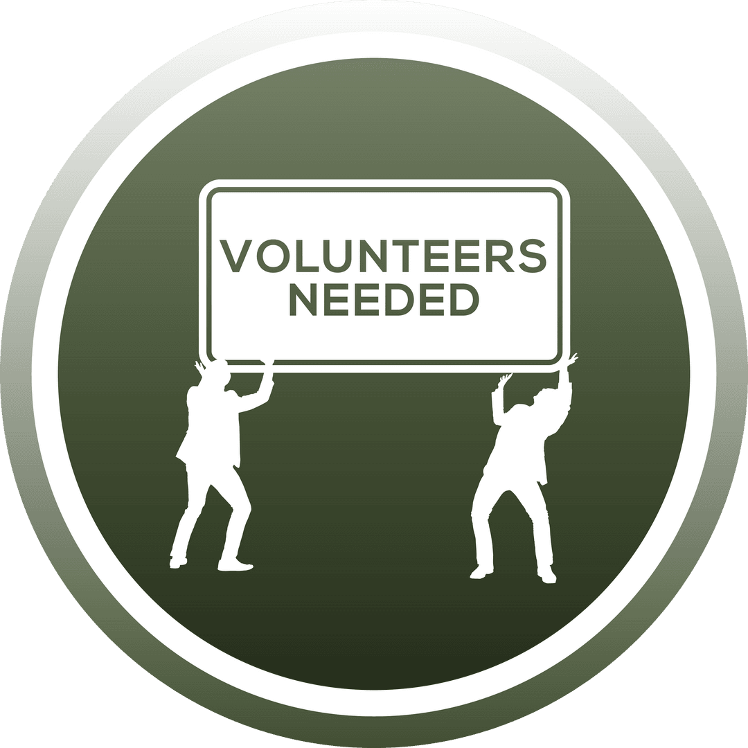 Volunteers Needed Sign on Transparent Background with Silhouettes