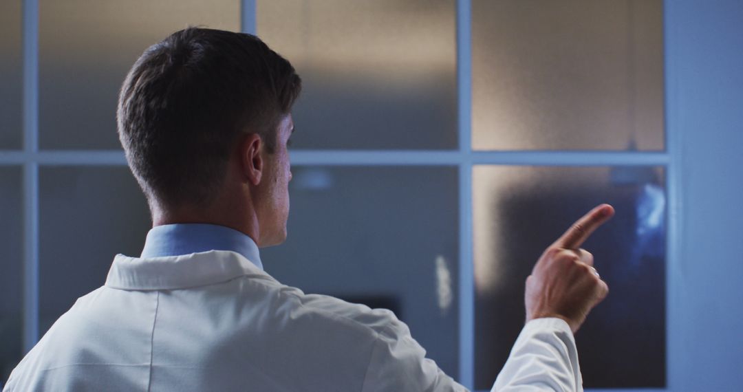 Doctor Analyzing X-Ray Image on Glass Panel - Free Images, Stock Photos and Pictures on Pikwizard.com