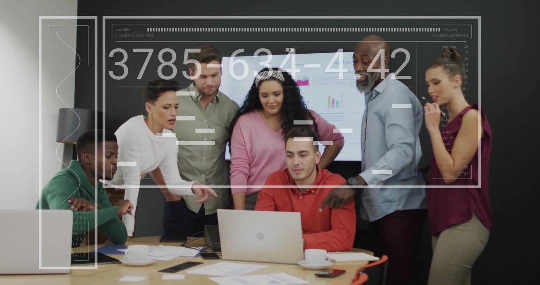 Diverse Business Team Collaborating with Digital Financial Dashboard