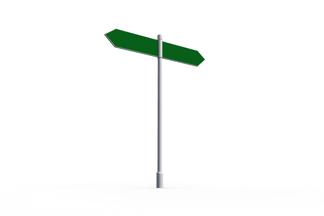 Transparent Signpost Illustration with Empty Green Directional Sign