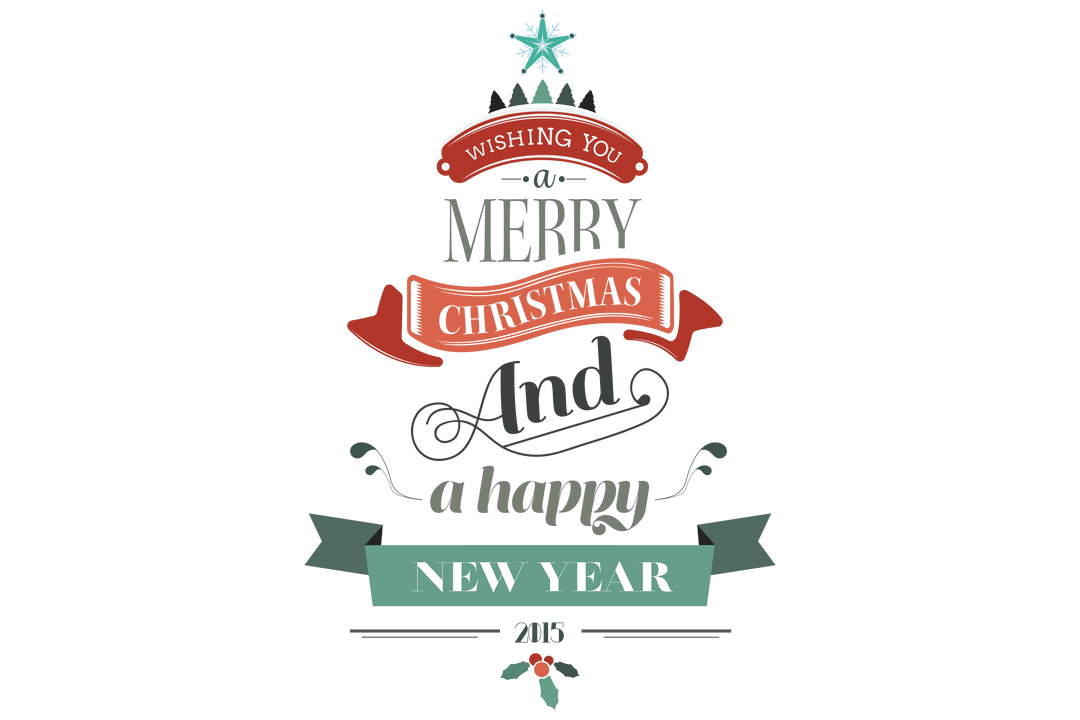 Transparent Merry Christmas and Happy New Year Greeting Illustration
