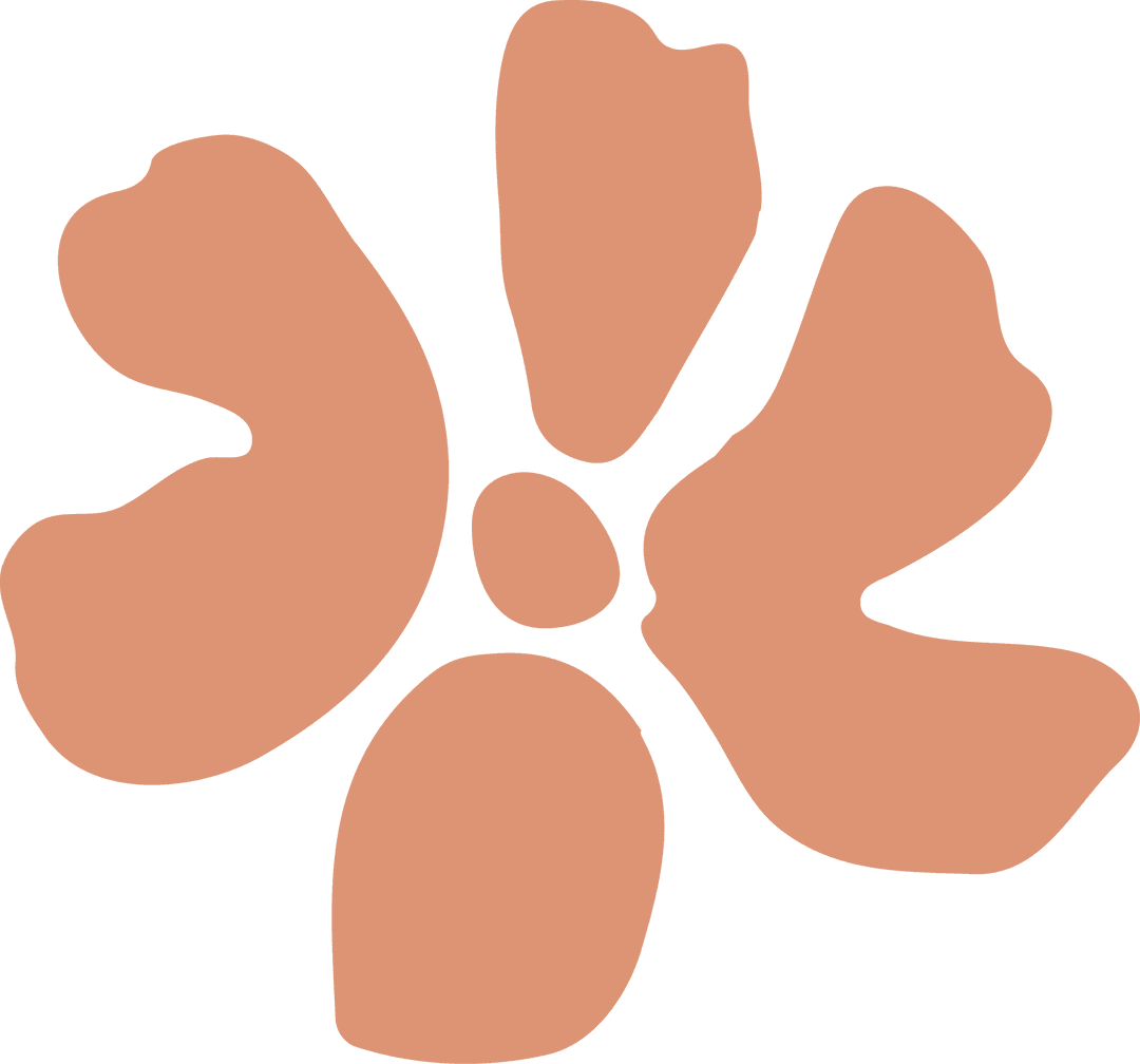 Abstract Floral Motif with Peach Petals on Transparent Background