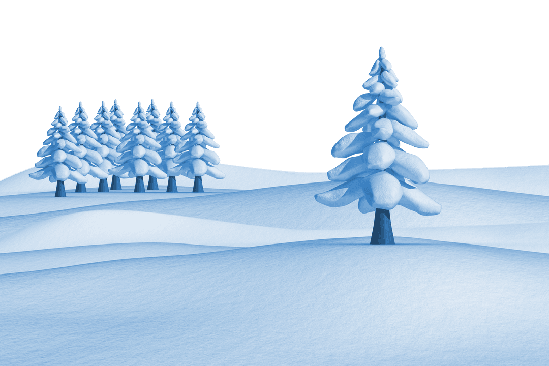 Transparent Layer of Snowy Trees on Calm Winter Landscape