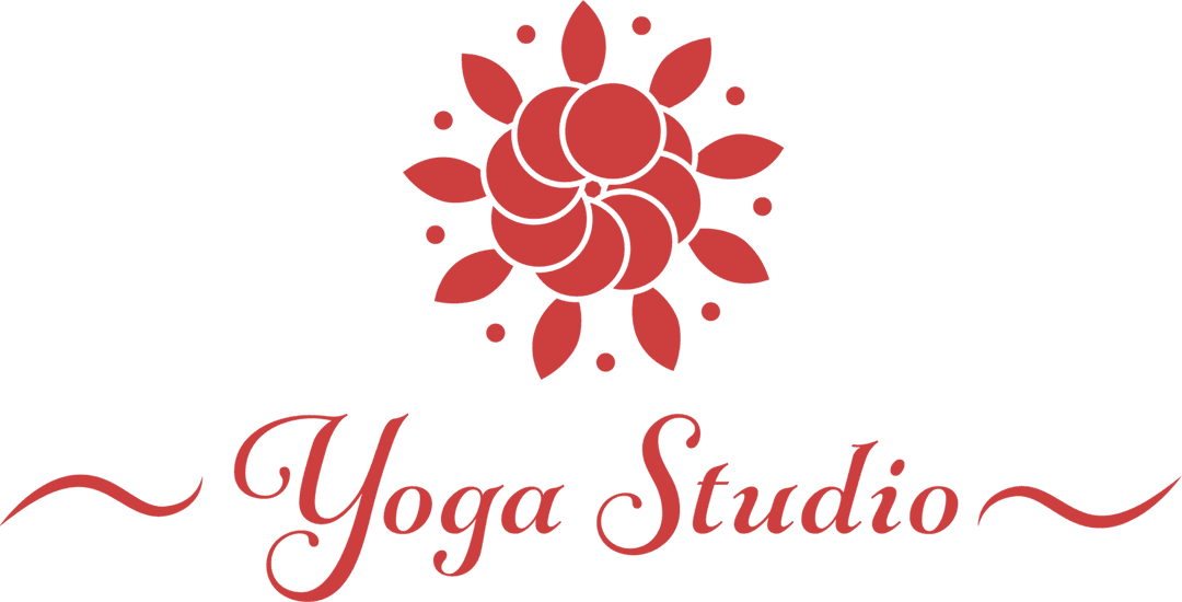 Red Yoga Studio Logo with Flower on Transparent Background