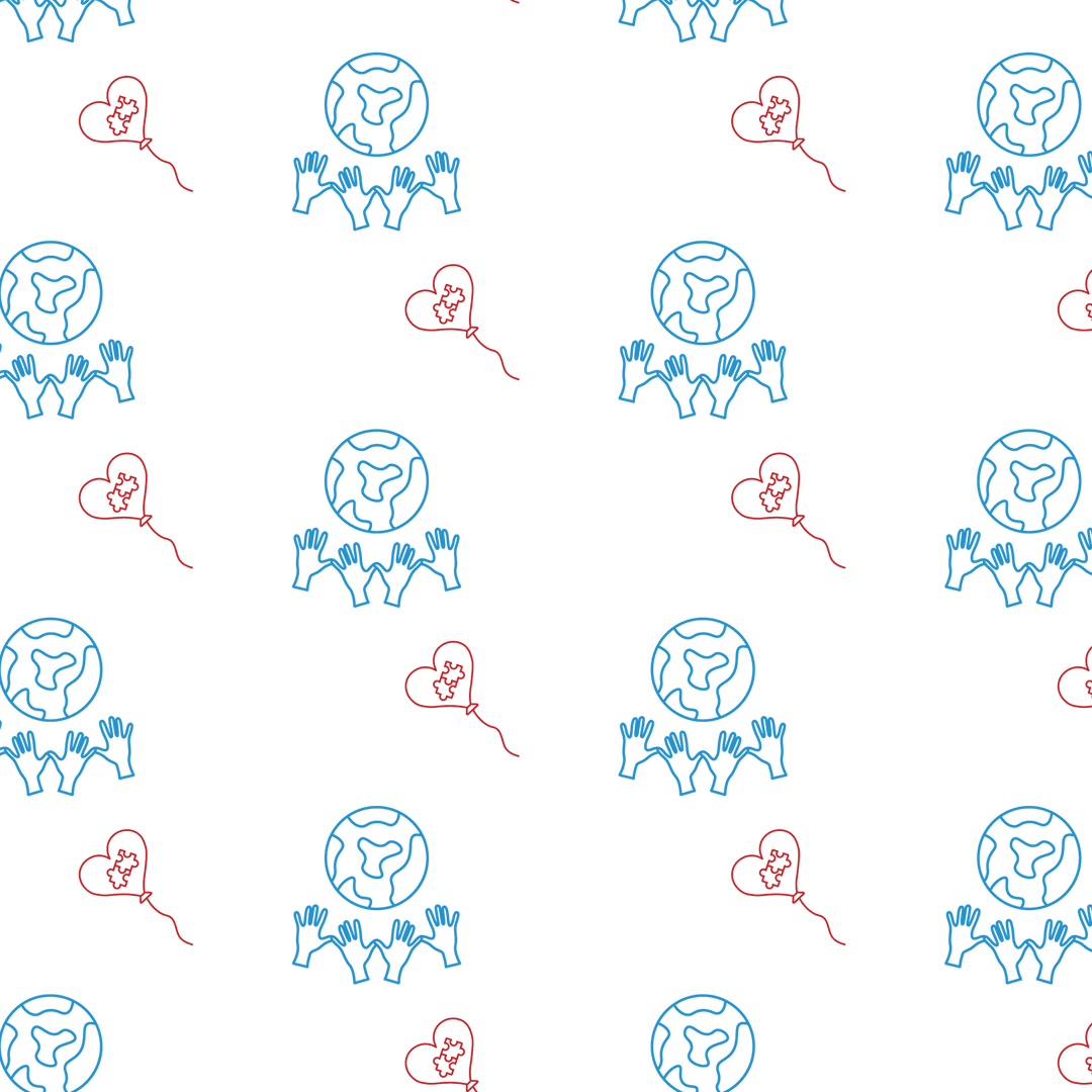 Transparent Illustration of Hands, Globe, and Heart Balloon Pattern