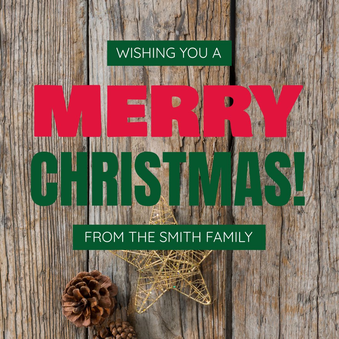 Rustic Christmas Greetings on Wooden Background
