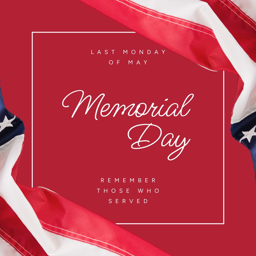 Memorial Day Tribute with American Flags on Red Background