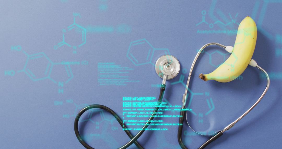 Digital Health Concept with Stethoscope and Banana